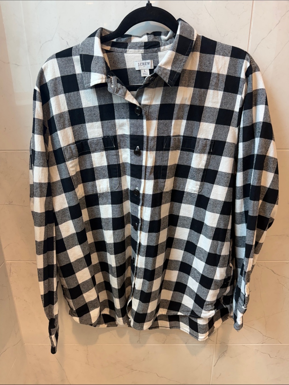J. Crew Black and White Buffalo Check Button-Down Shirt